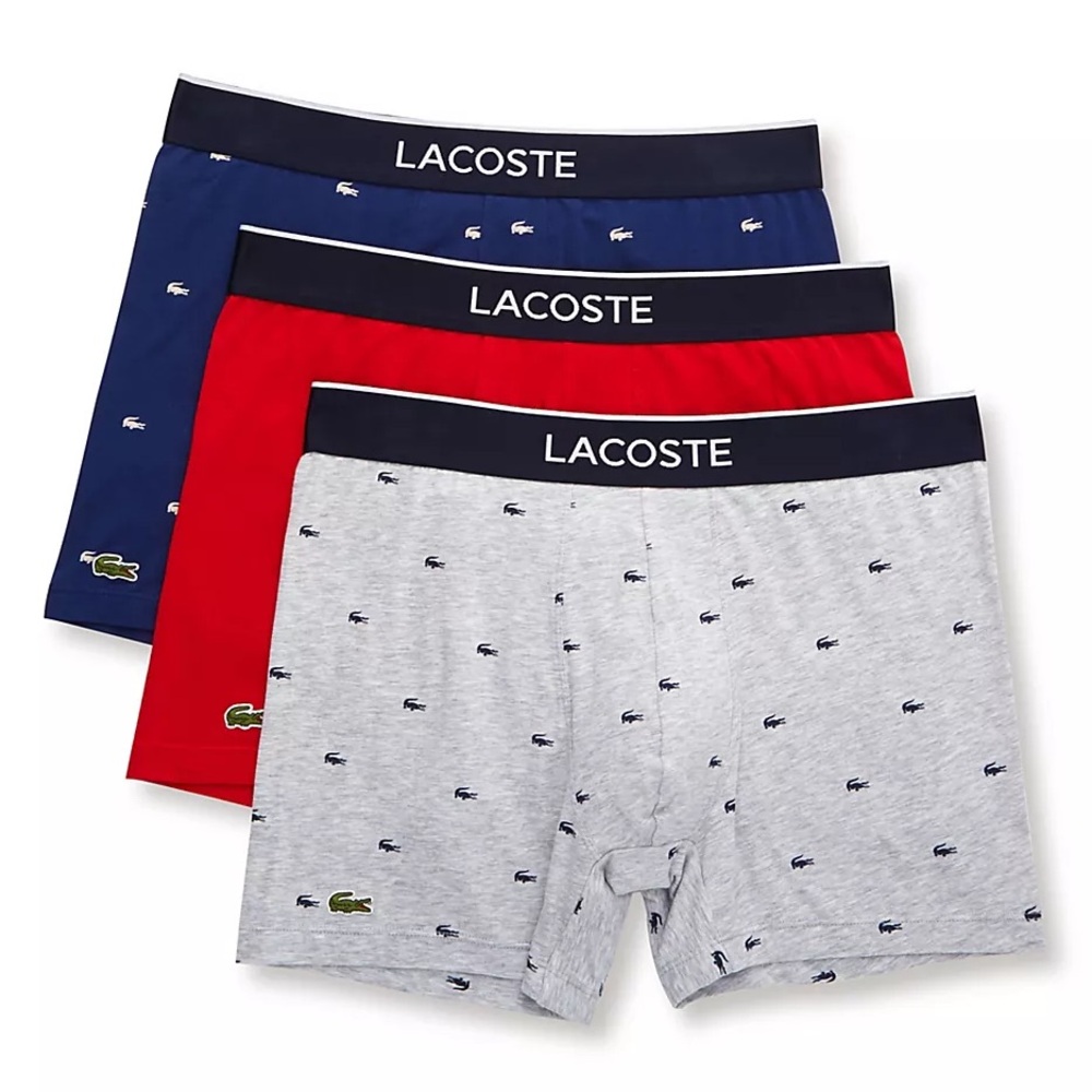 Lacoste Men's Boxer Briefs - Red, Blue, Gray